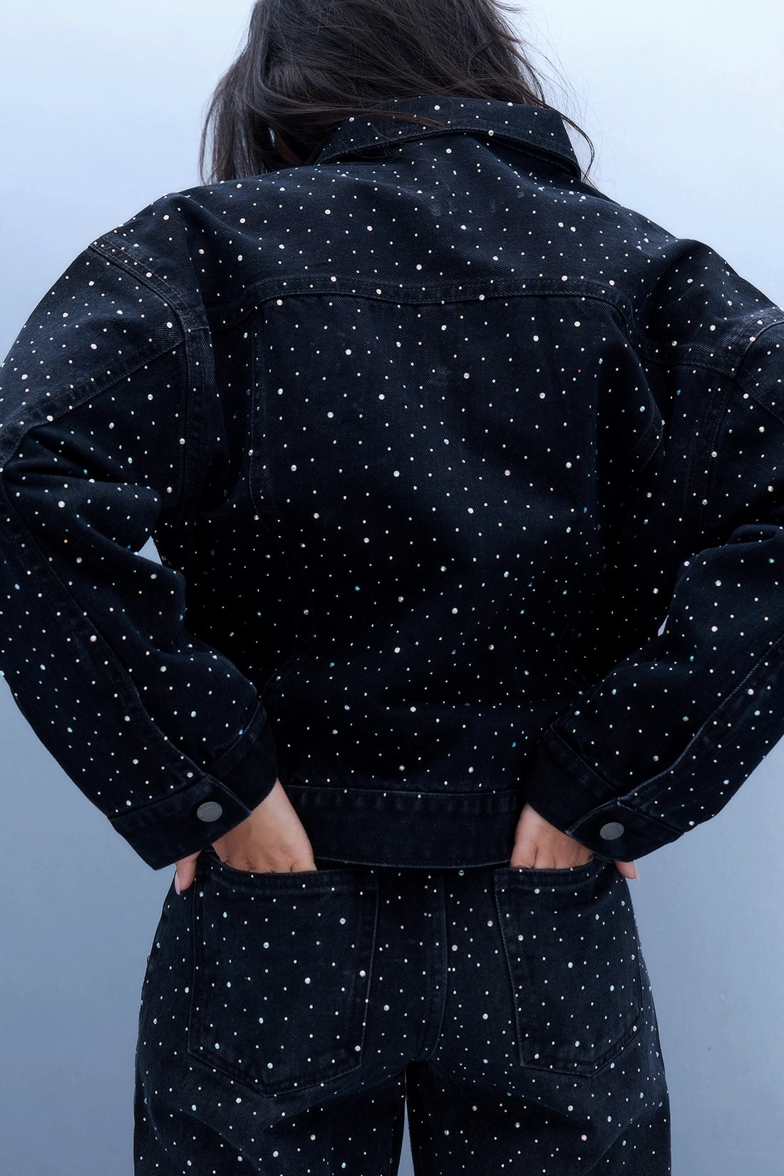 Studded Denim Jacket - Black