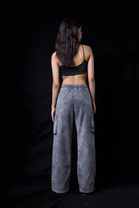 Acid Wash Grey Cargo Trouser