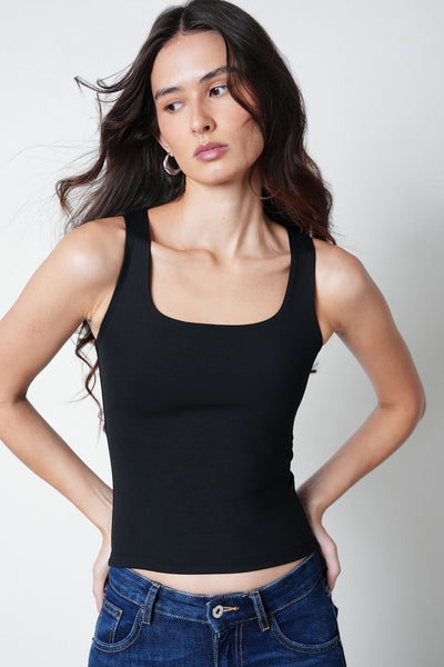 Black Polyamide Tank Top