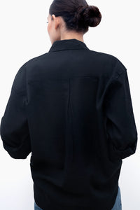 100% Linen Oversized Shirt - Black