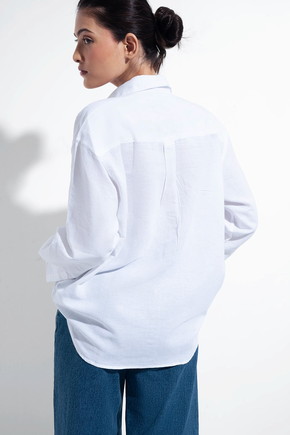 100% Linen Oversized Shirt - White