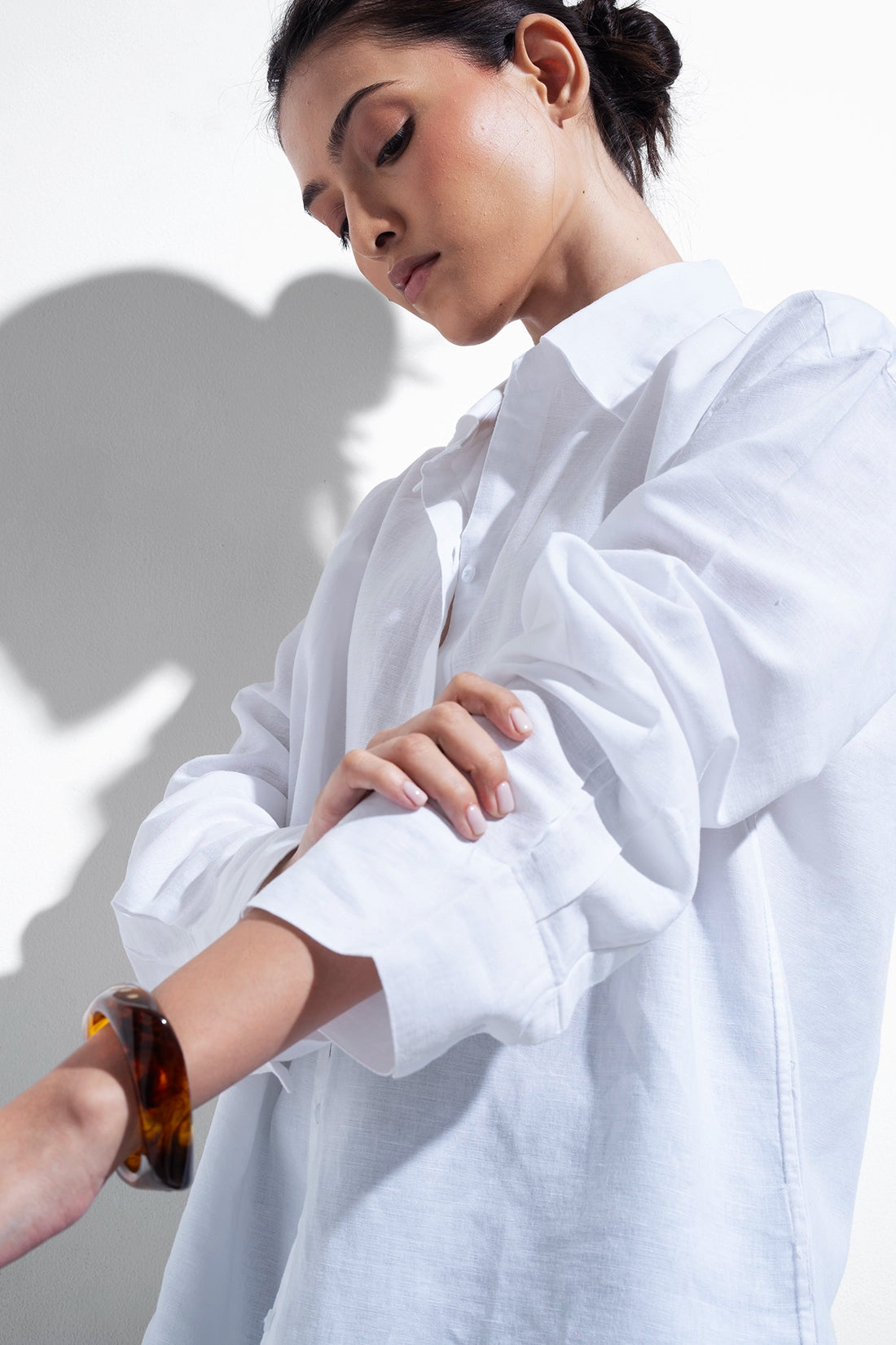 100% Linen Oversized Shirt - White