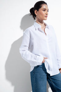 100% Linen Oversized Shirt - White