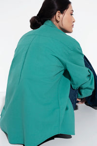 100% Linen Oversized Shirt - Green