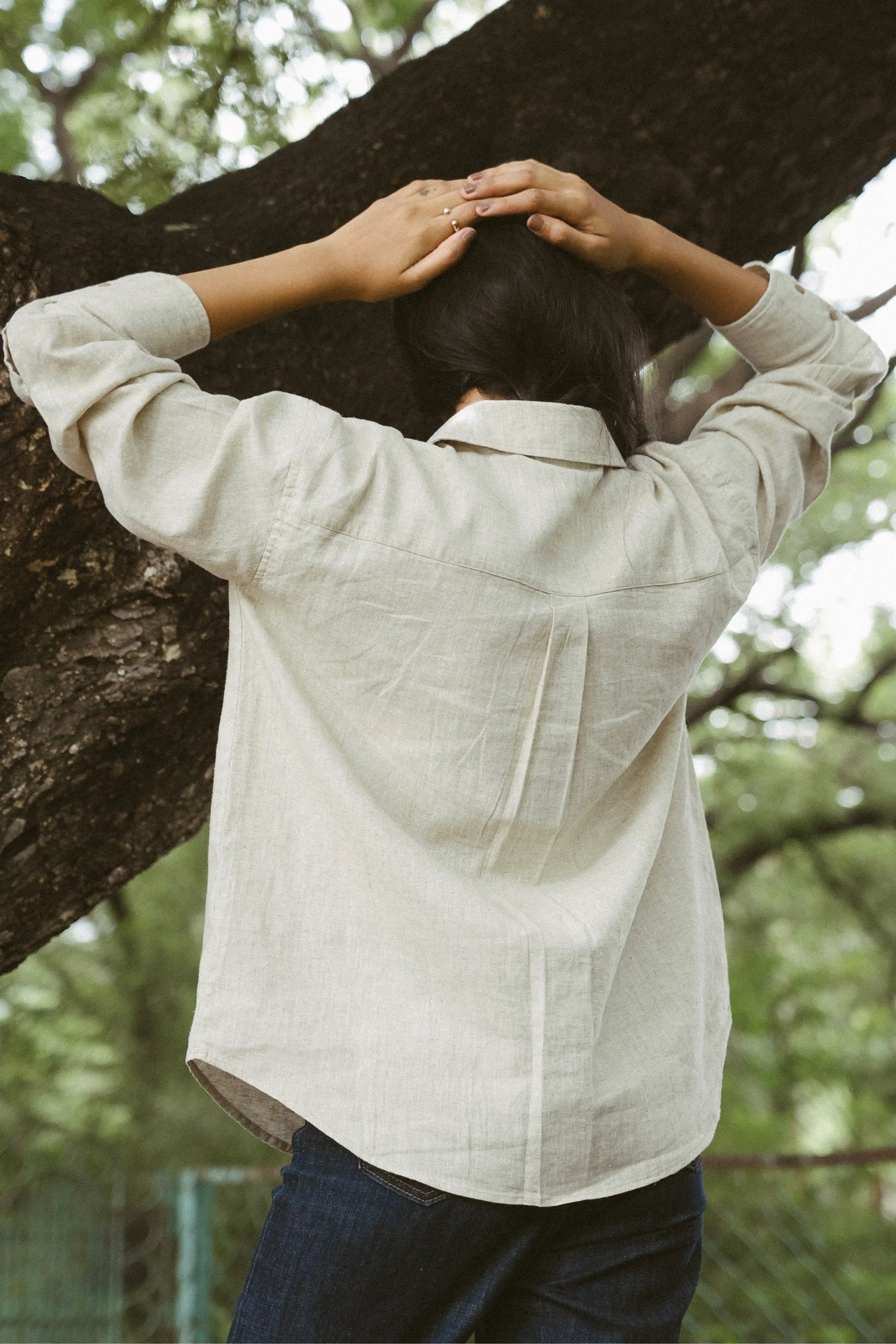 100% Linen Shirt in Beige