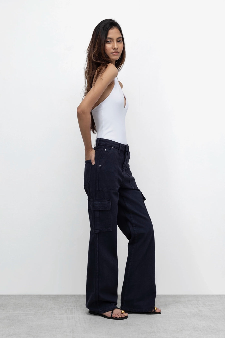 Charcoal Grey Cargo Denim