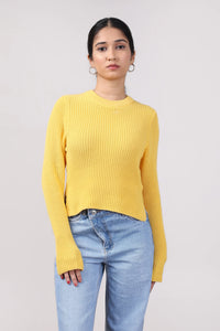 Yellow Knit Slit Top