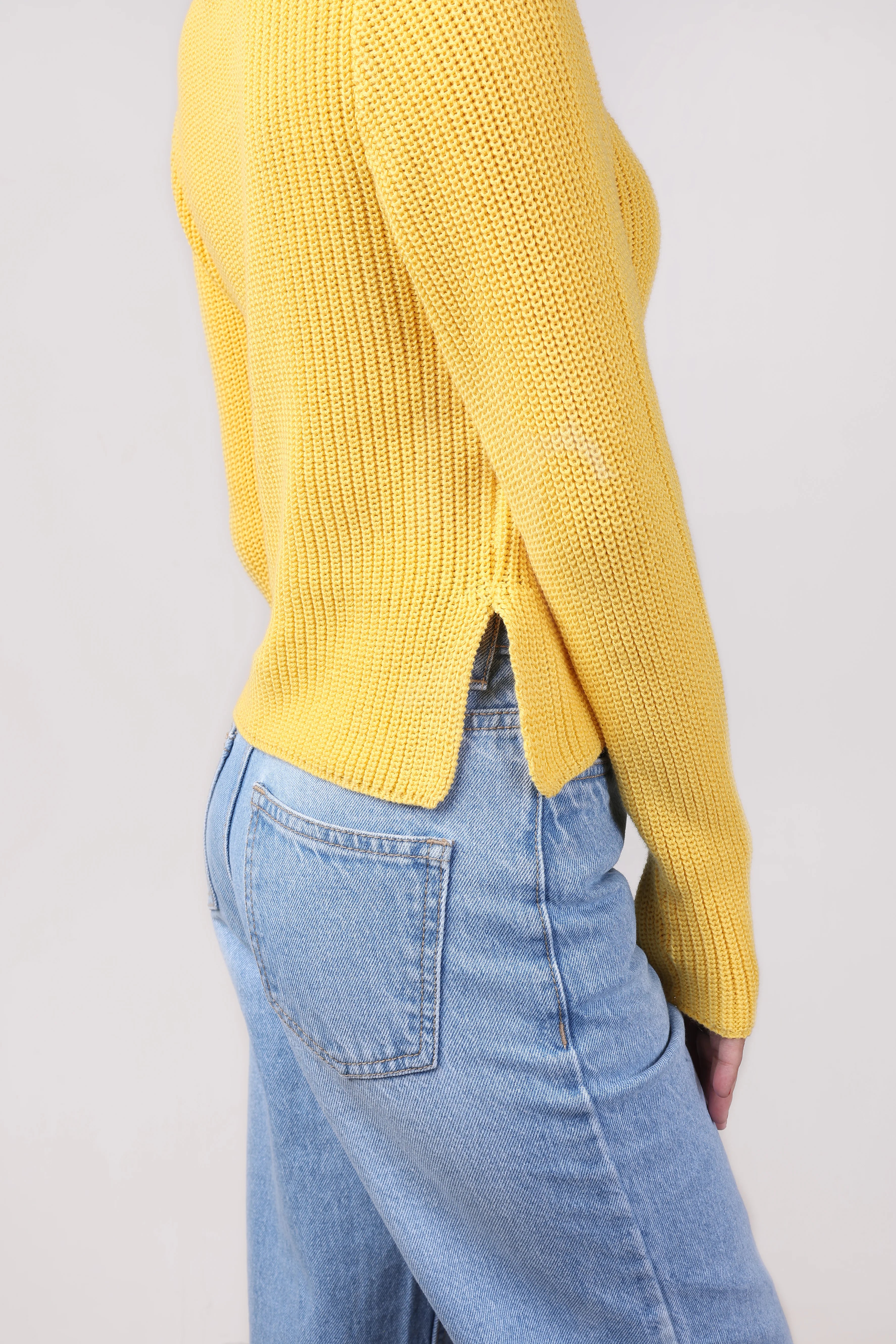 Yellow Knit Slit Top