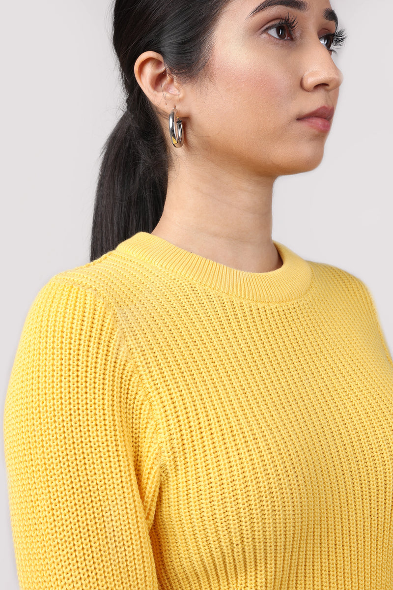 Yellow Knit Slit Top