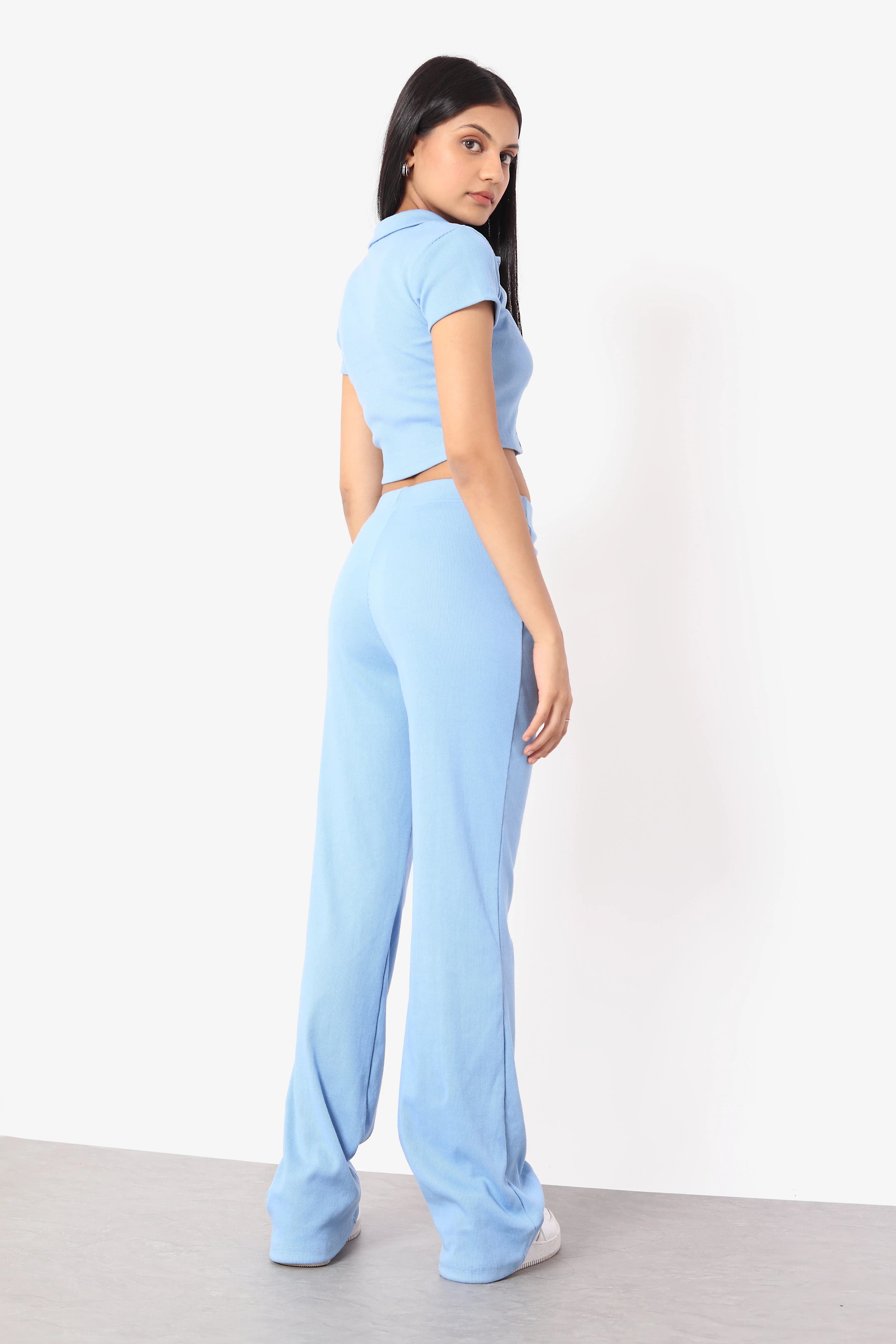 Light Blue Rib Co-ord Set Bluer