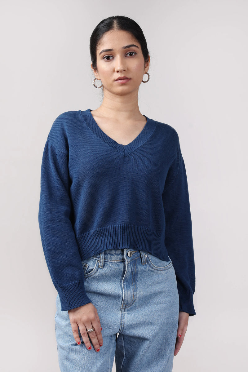 Navy Blue Knit Pullover