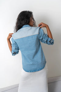 Blue Two Tone Shacket