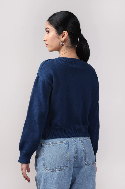 Navy Blue Knit Pullover