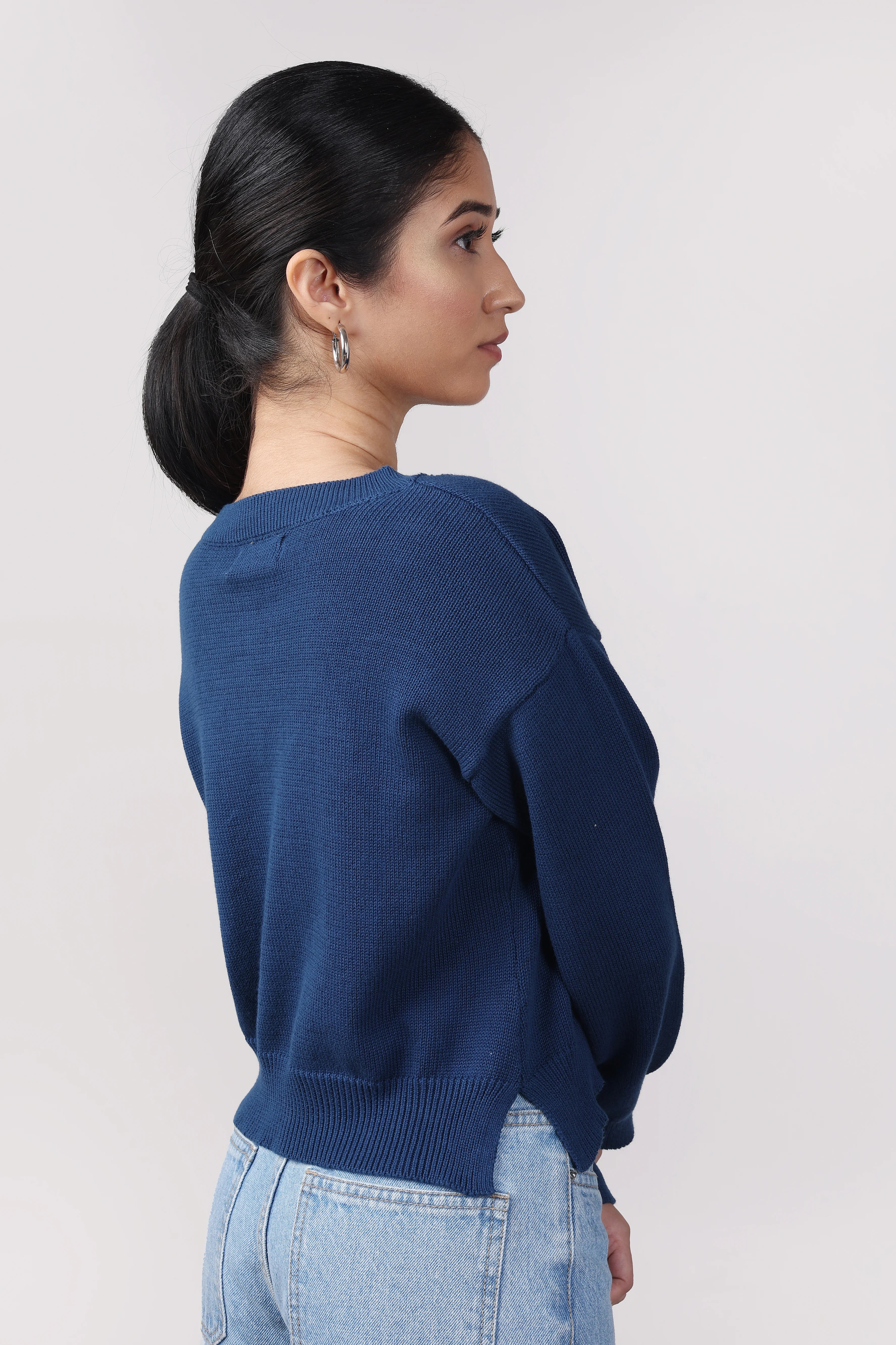 Navy Blue Knit Pullover