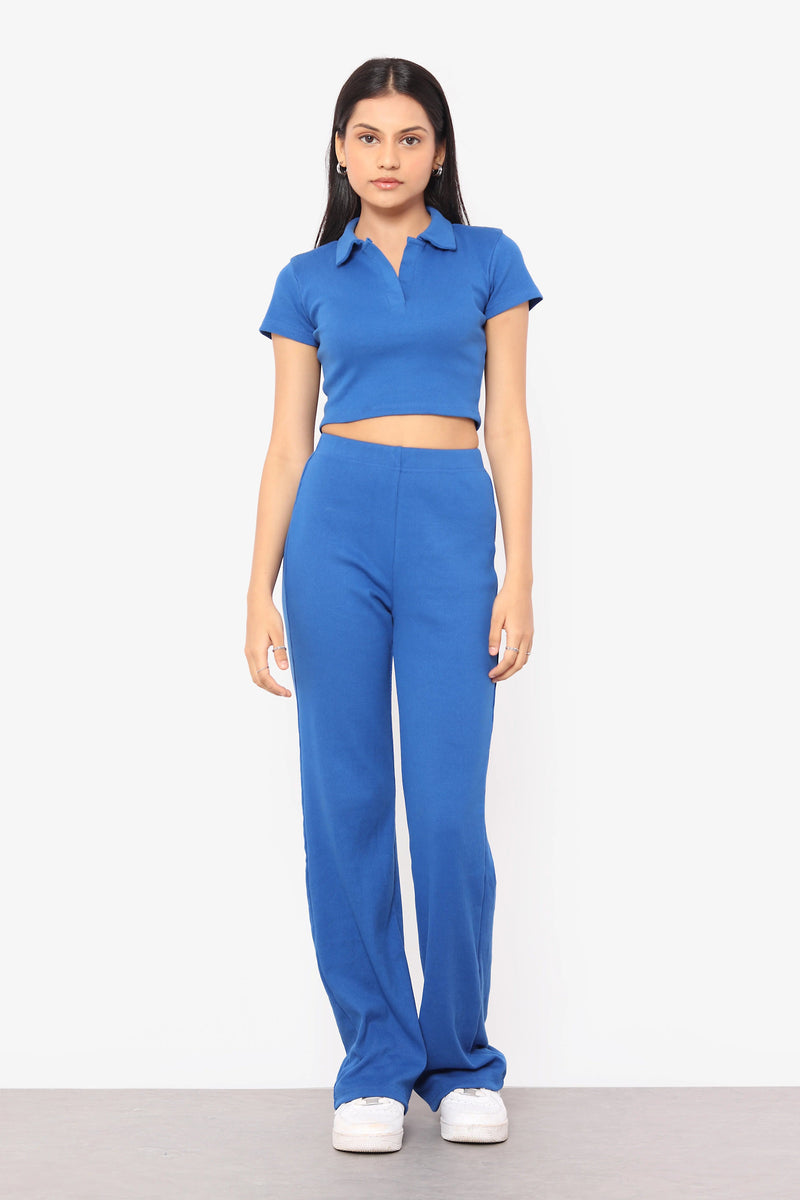 Dark Blue Rib Co-ord Set Bluer