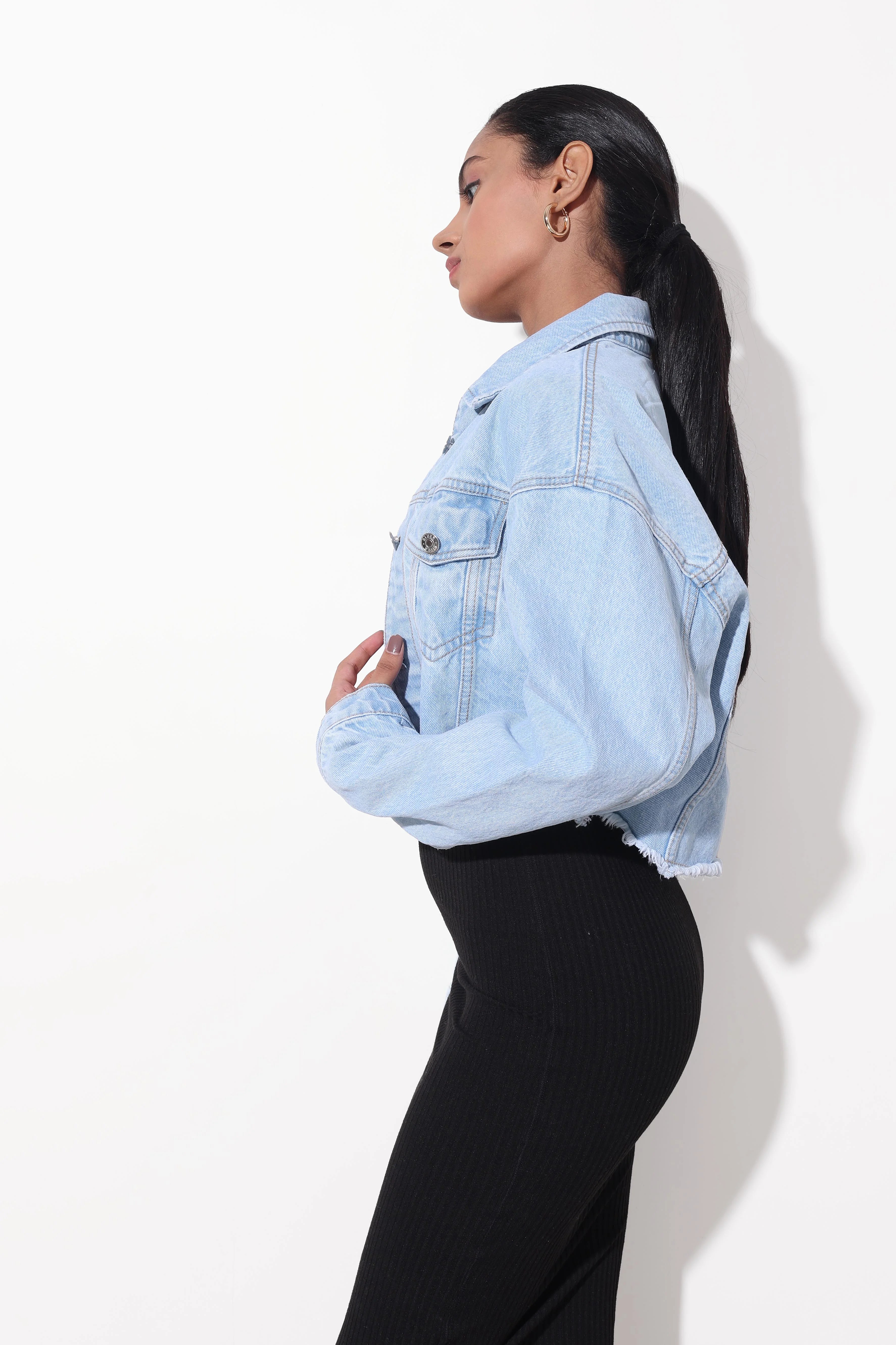 Cool Oversized Cropped Denim Jacket Womens – SOUISEE