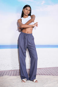 Slate Grey Linen Drawstring Pants