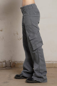 Grey Asymmetric Pocket Cargo Denim Bluer