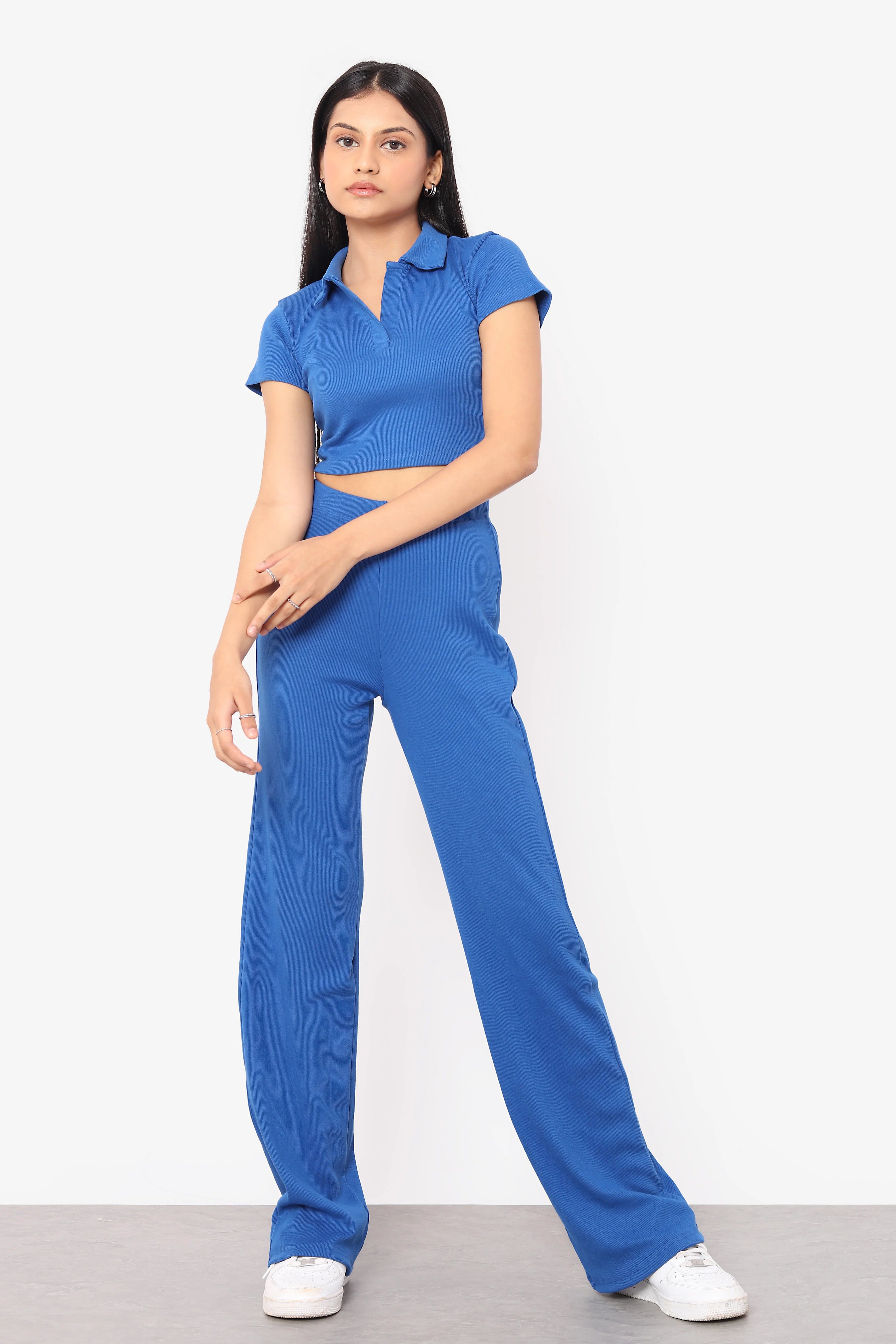 Dark Blue Rib Co-ord Set Bluer