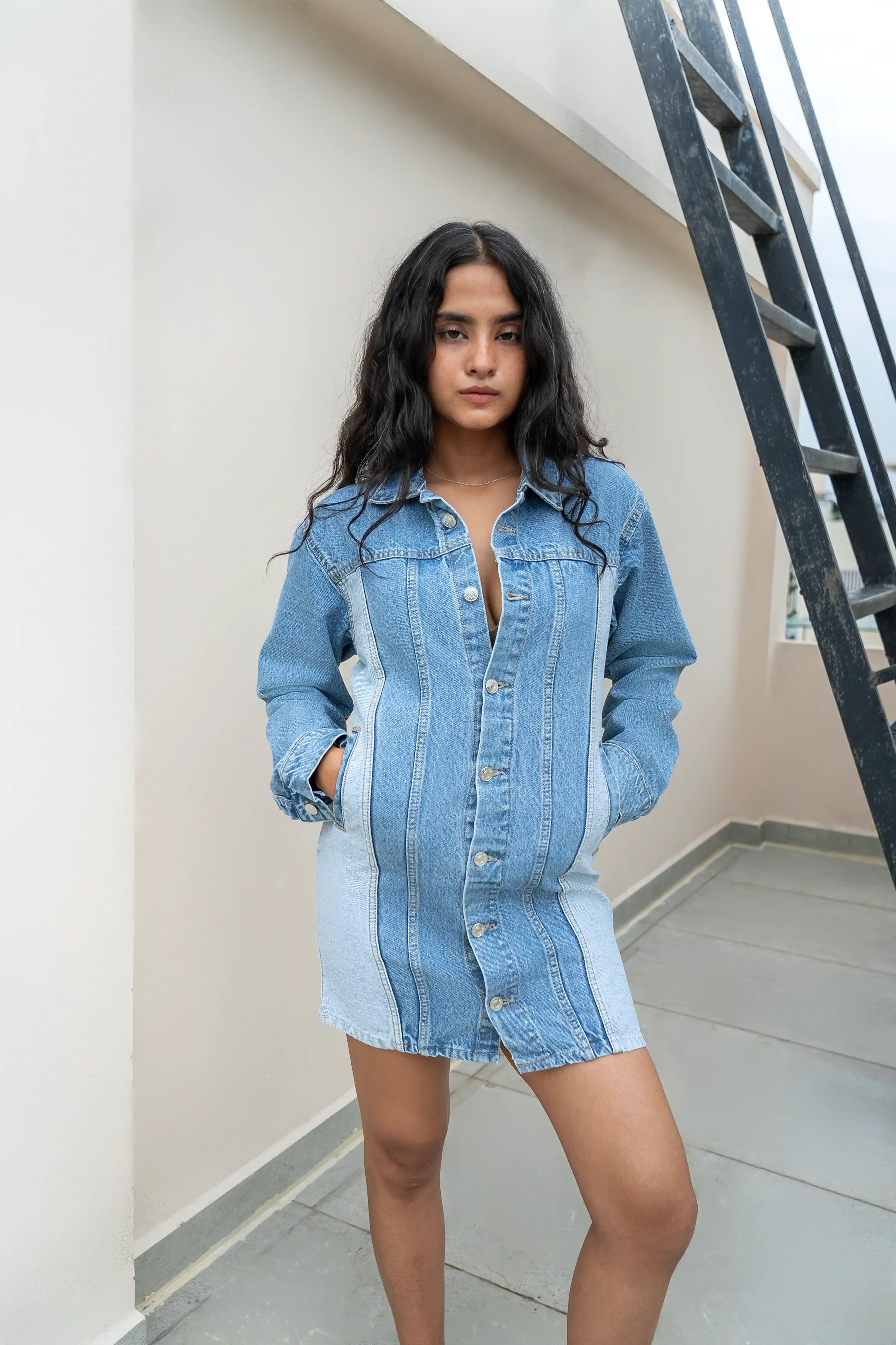 Two Tone Denim Dress