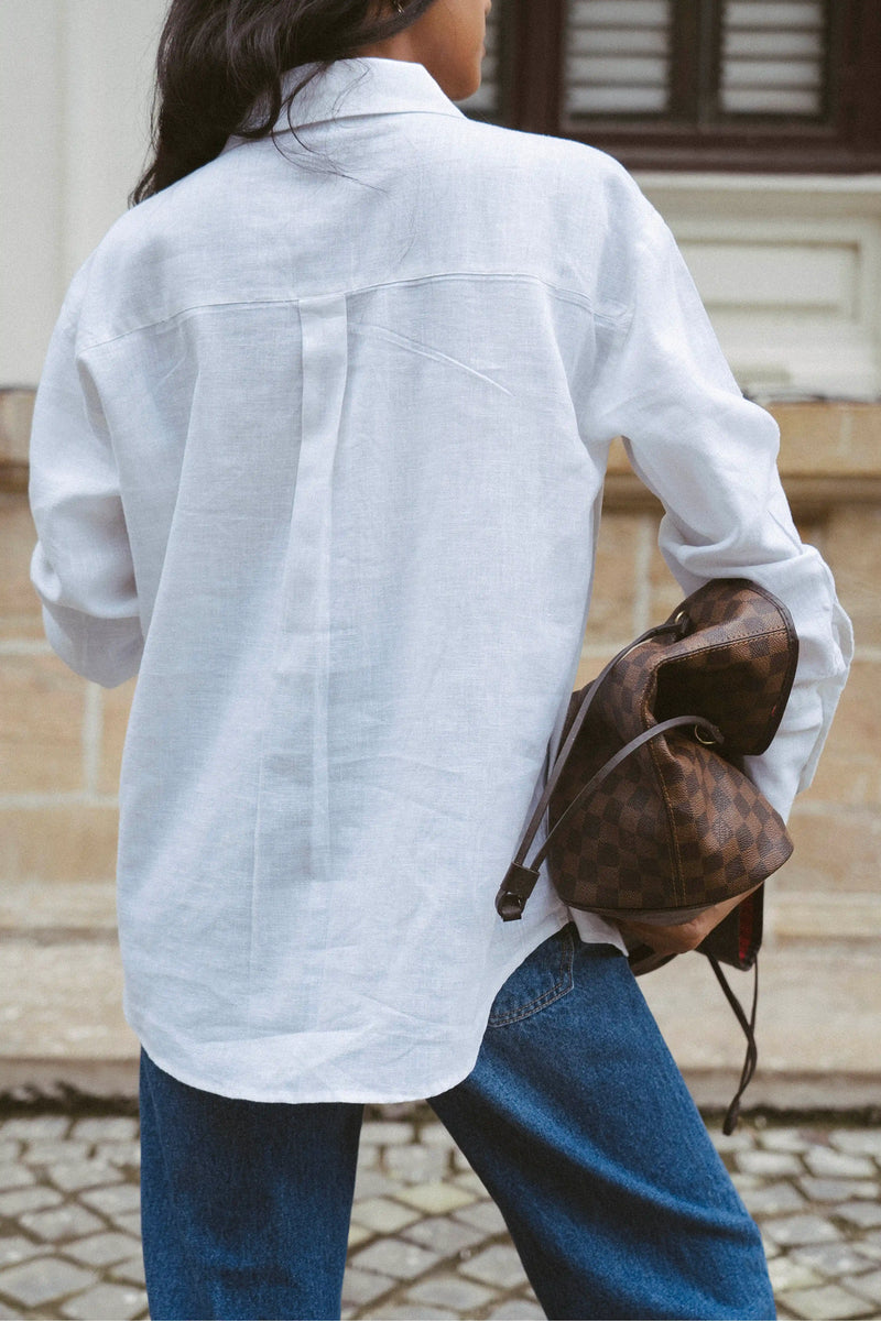 100% Linen Shirt in White