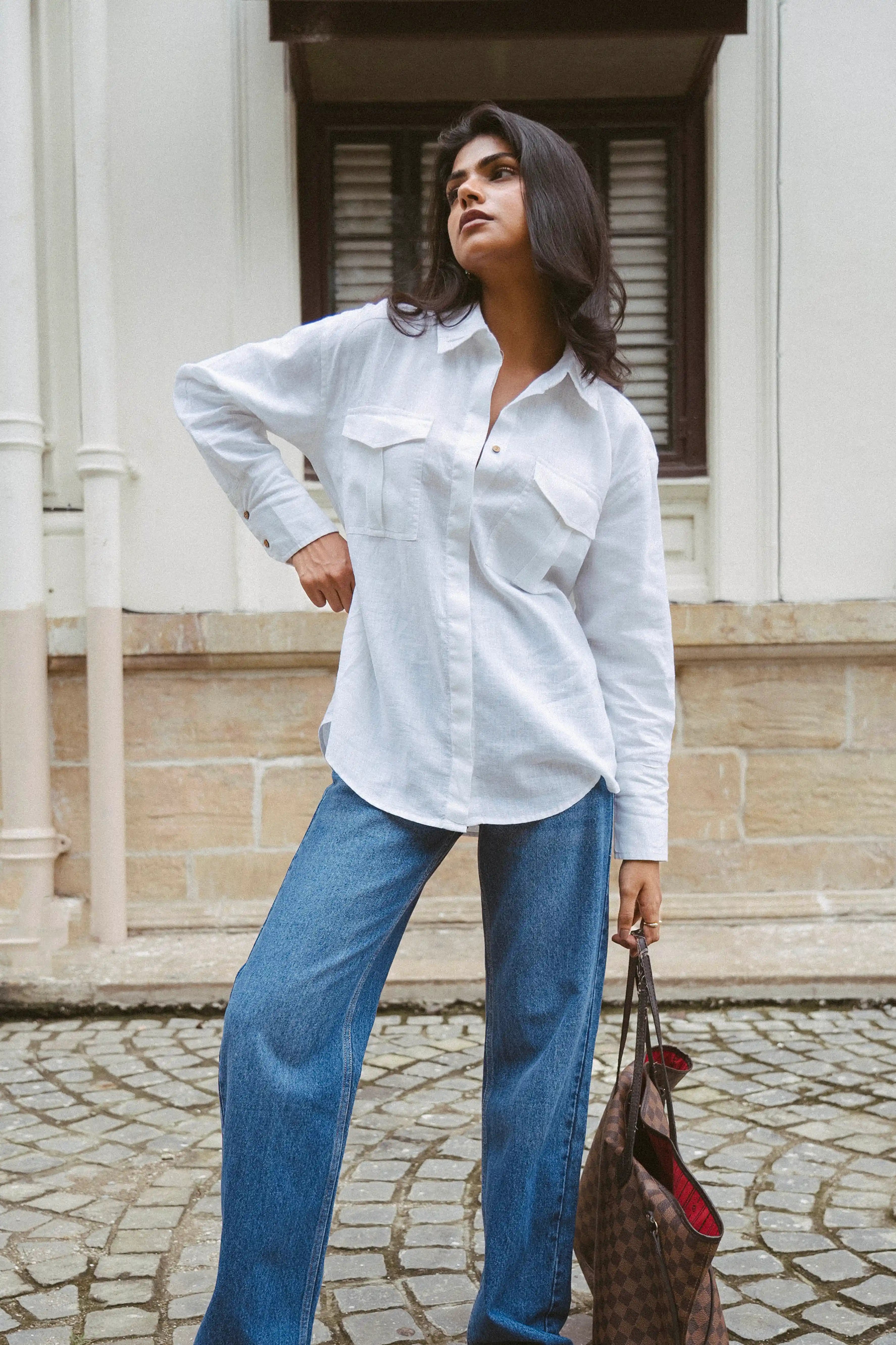 100% Linen Shirt in White