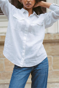 100% Linen Shirt in White