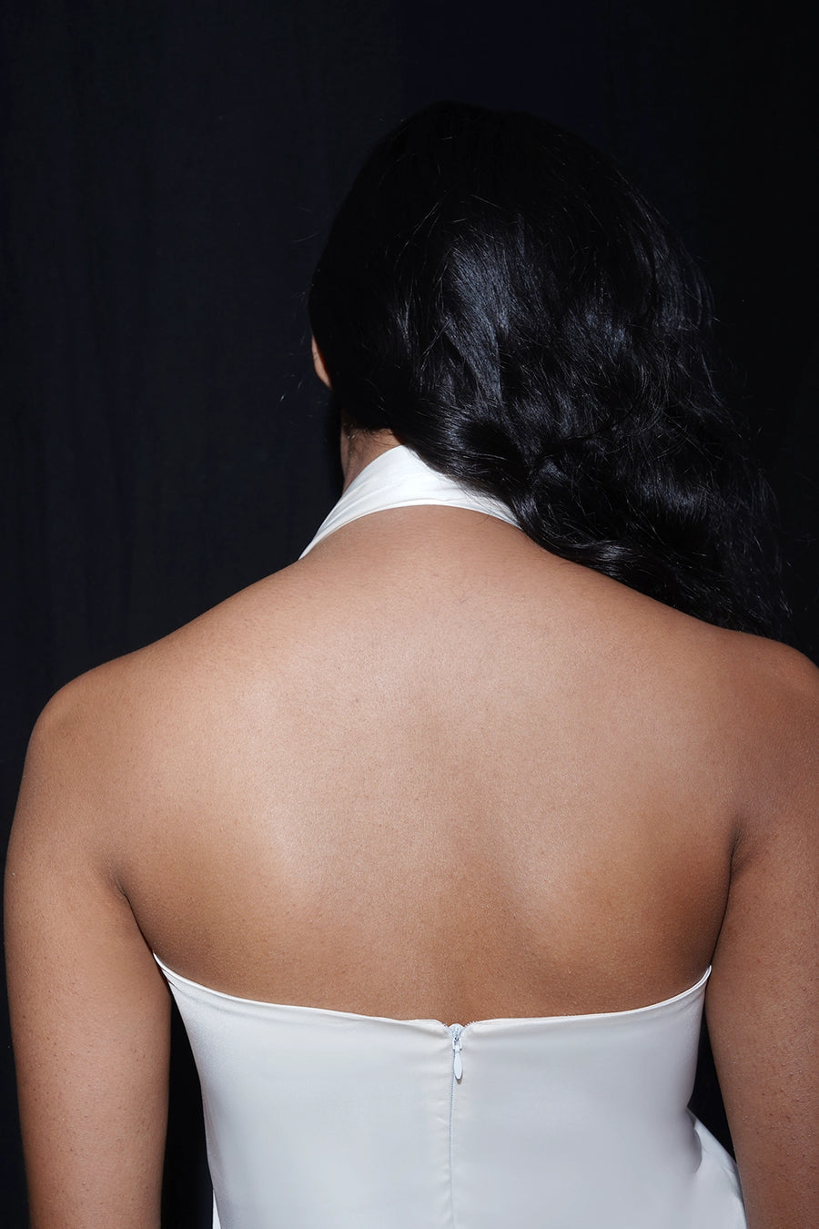 Accessorized Satin Top – White