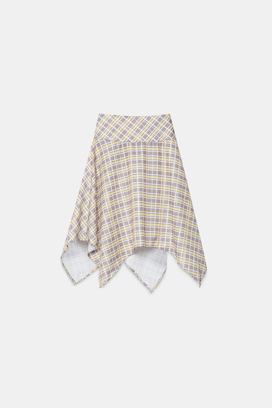 Asymmetric Checkered Midi Skirt