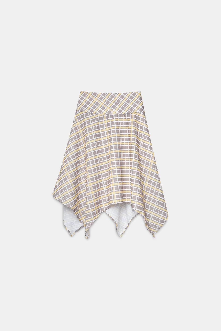 Asymmetric Checkered Midi Skirt