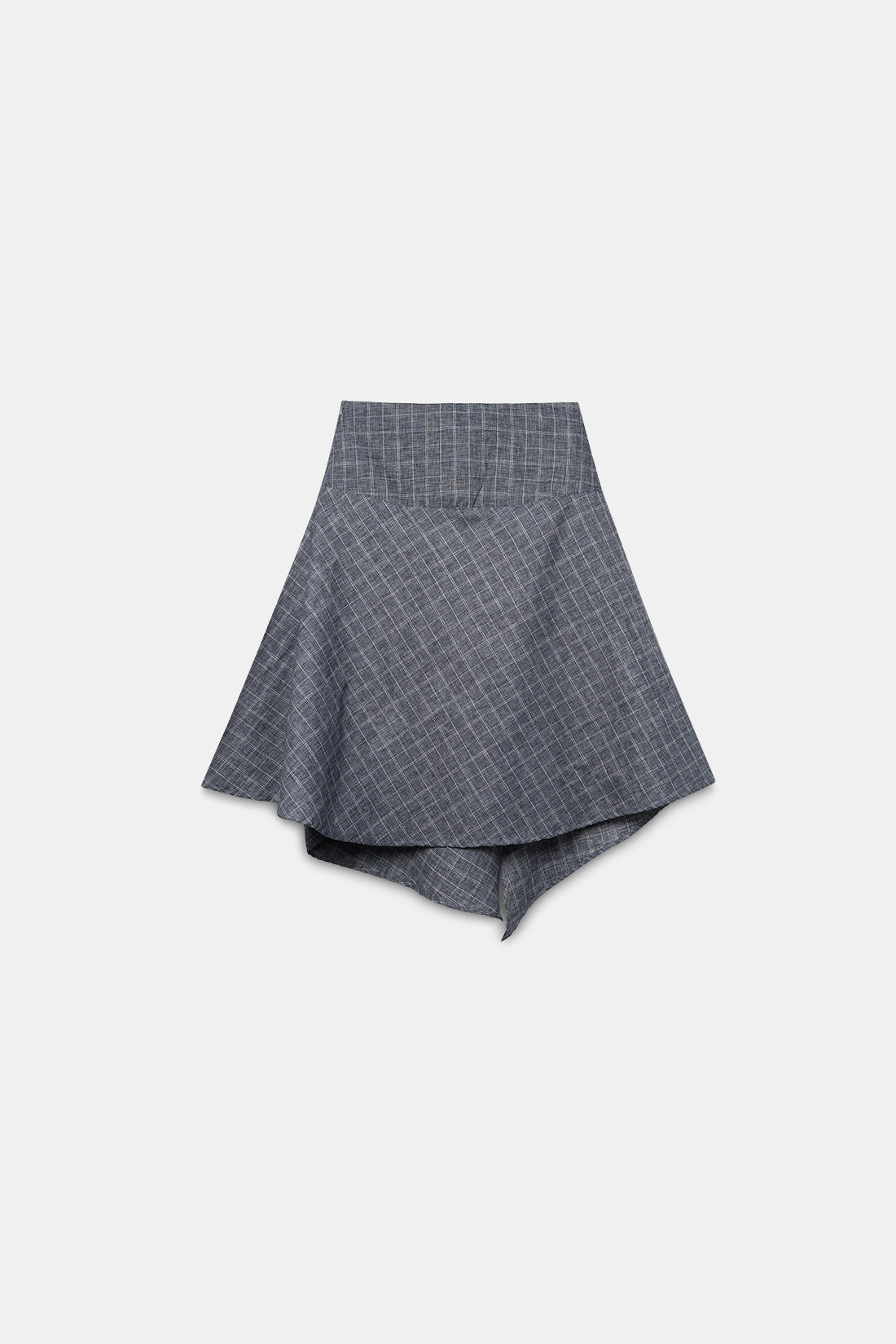 Asymmetric Checkered Slit Skirt
