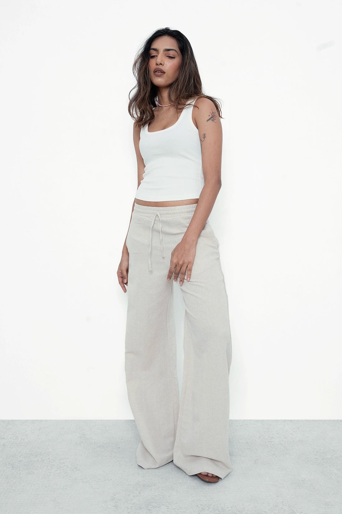 White Ribbed Square Neck Top