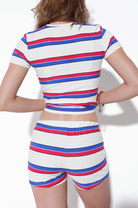 Striped White Cotton Co-ord