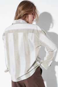 Beige Mismatch Fabric Shirt