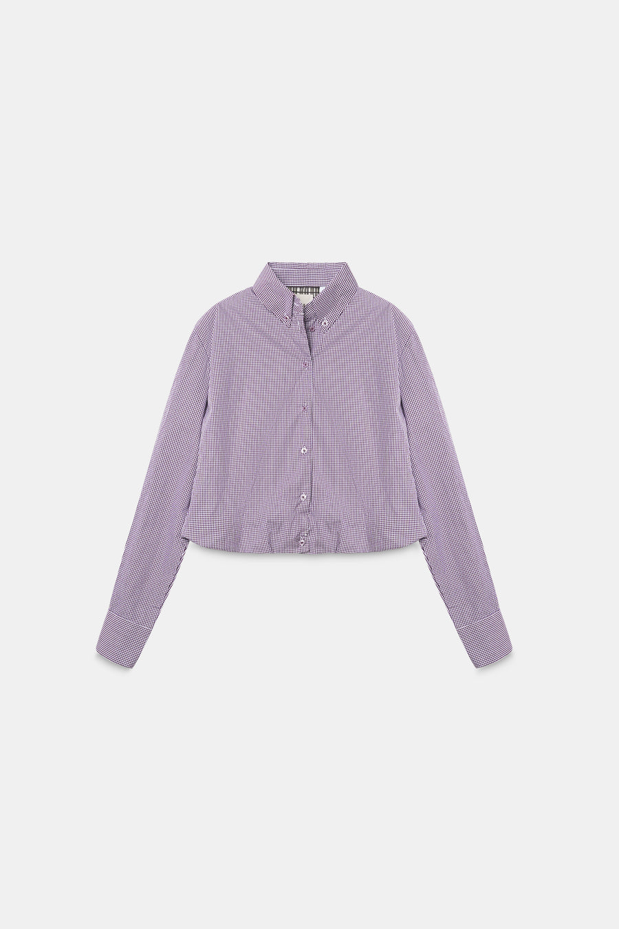 Balloon-Hem Checkered Shirt