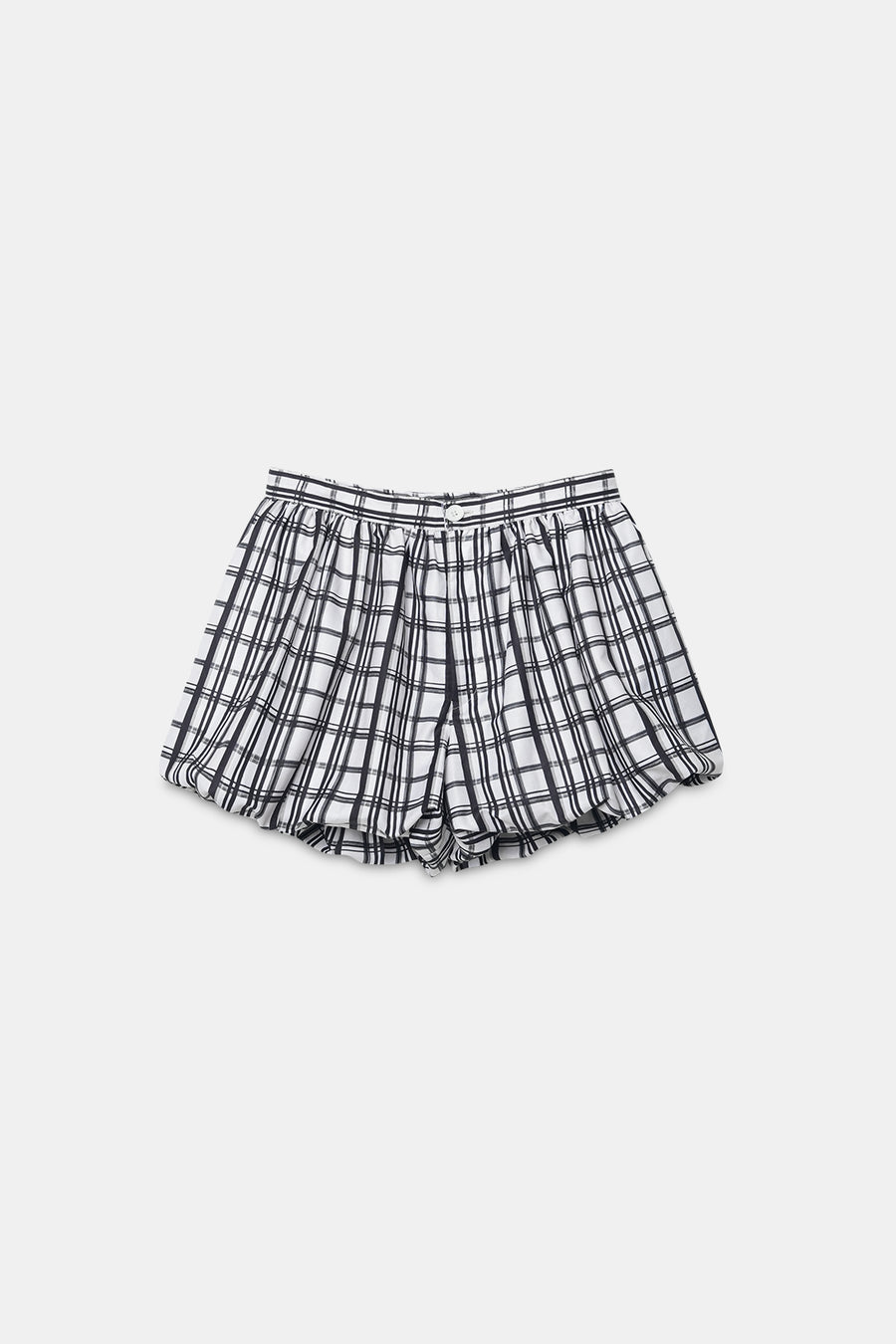 Balloon-Hem Checkered Shorts