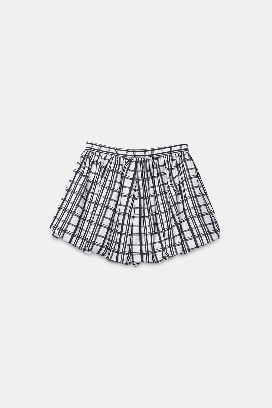 Balloon-Hem Checkered Shorts