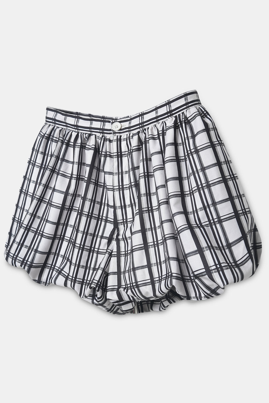 Balloon-Hem Checkered Shorts
