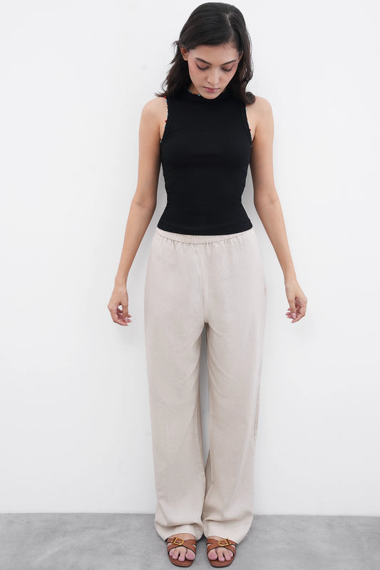 Beaded Ribbed Top- Black