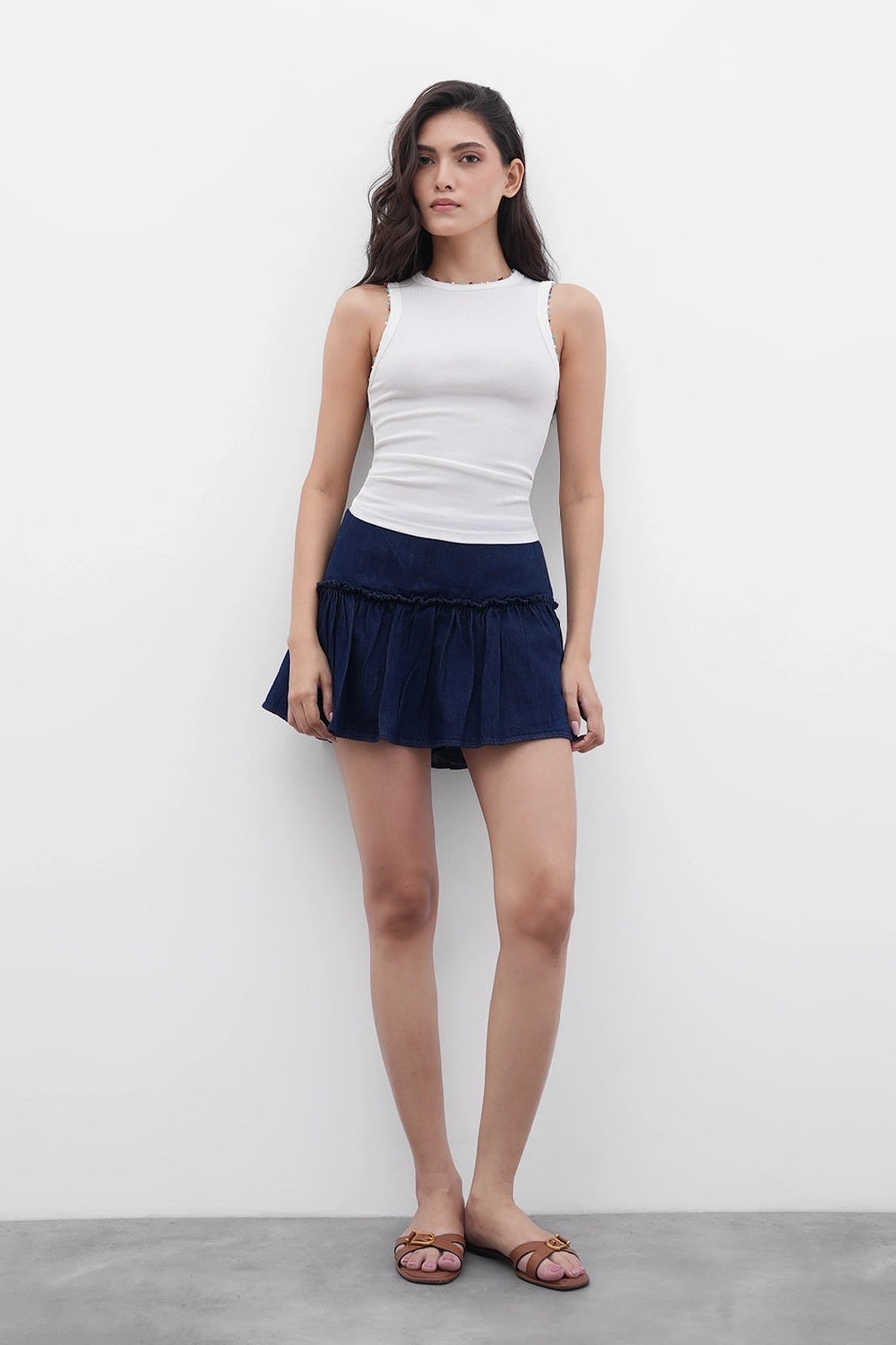 Beaded Ribbed Top- White