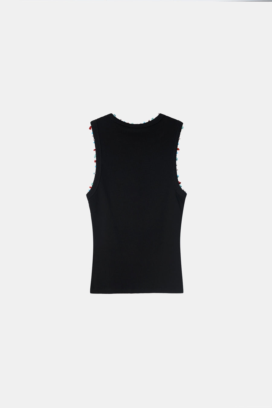 Beaded Ribbed Top- Black