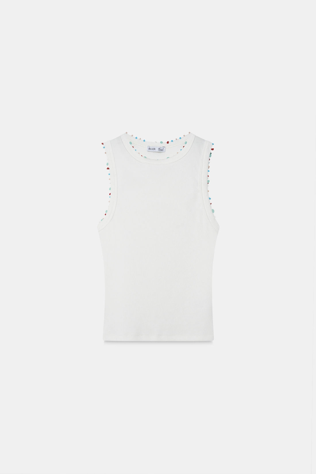 Beaded Ribbed Top- White