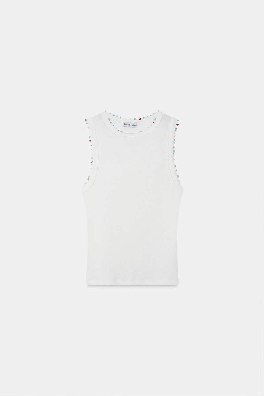 Beaded Ribbed Top- White