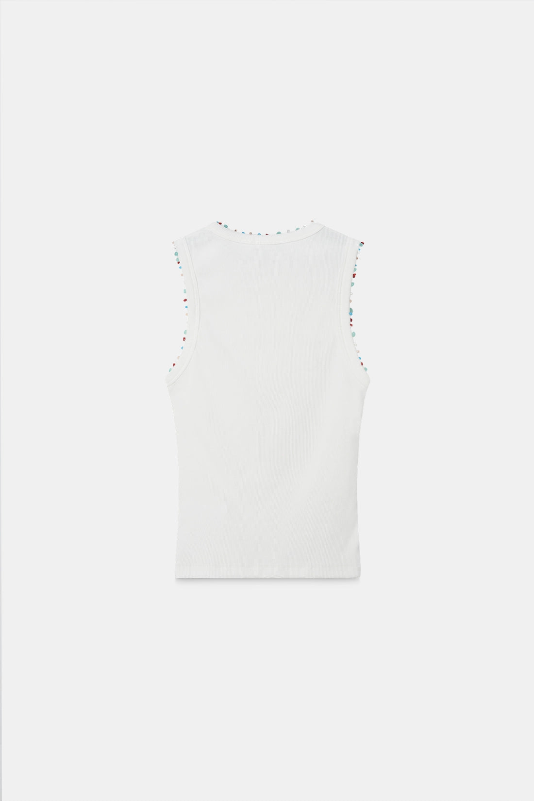 Beaded Ribbed Top- White
