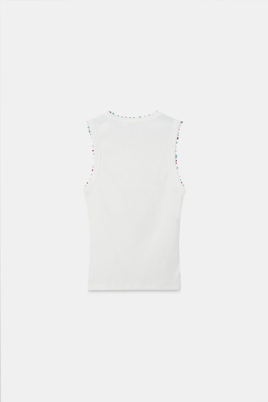 Beaded Ribbed Top- White