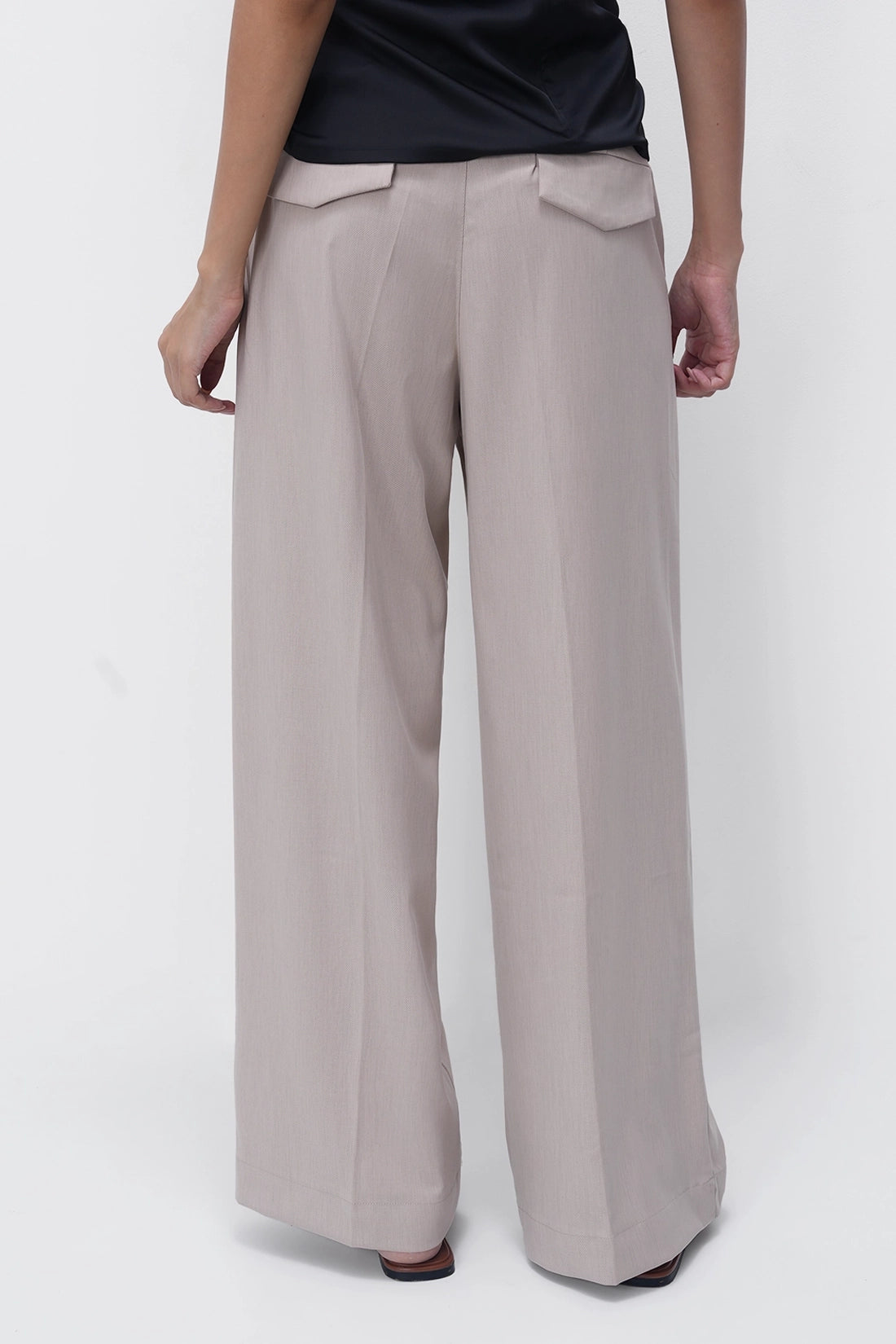 Beige Pleated Trouser