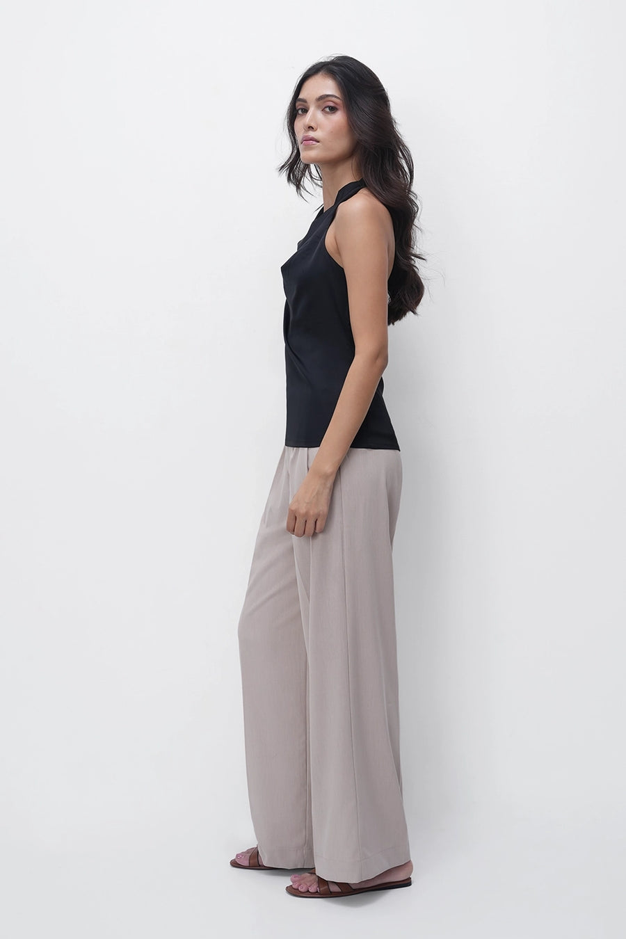 Beige Pleated Trouser