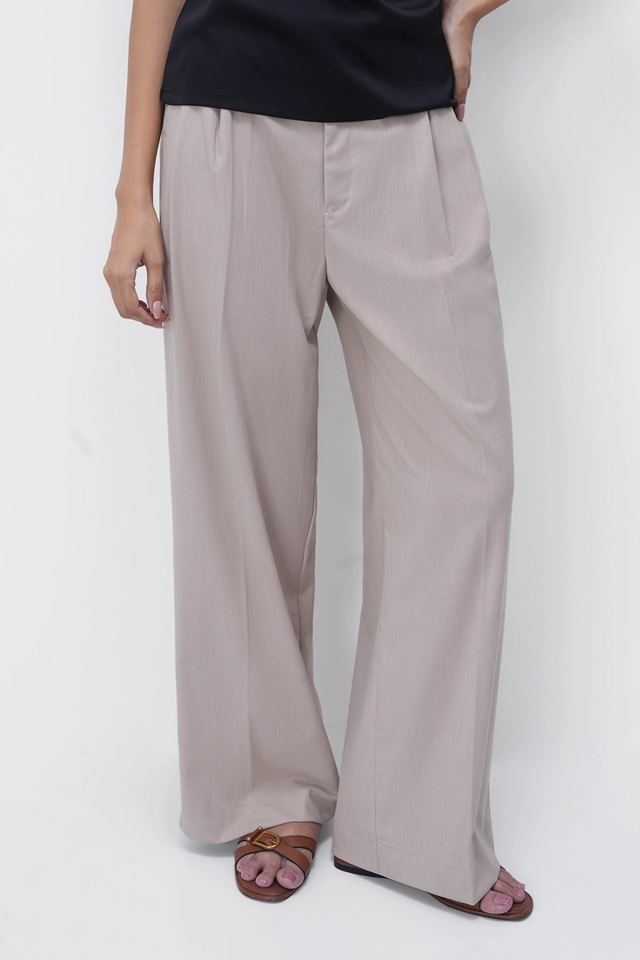 Beige Pleated Trouser