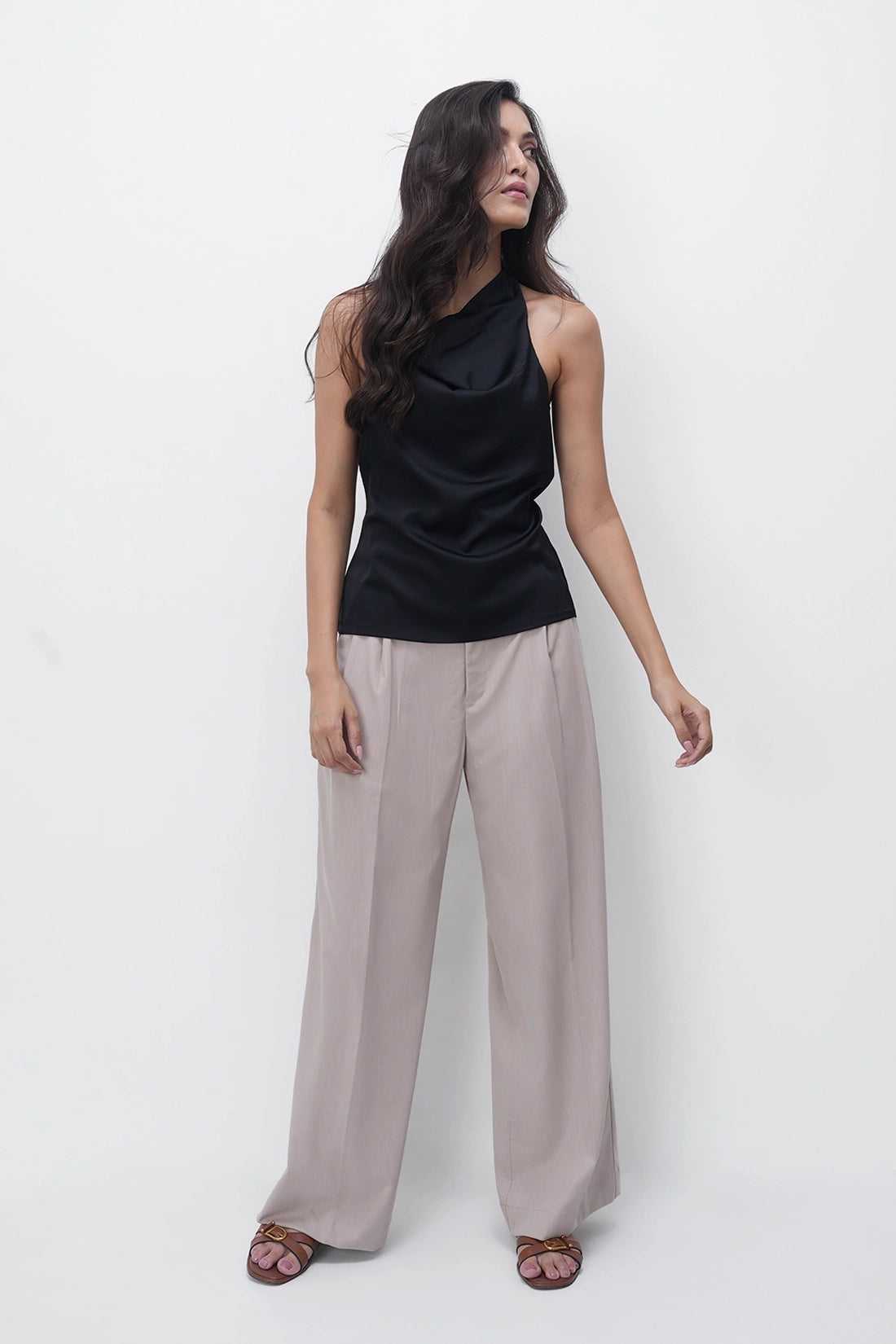 Beige Pleated Trouser