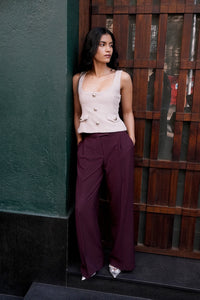 Beige Tweed Waistcoat Top